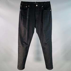 QUADRO Black Cotton Twill Elastic Waistband Tapered Jeans